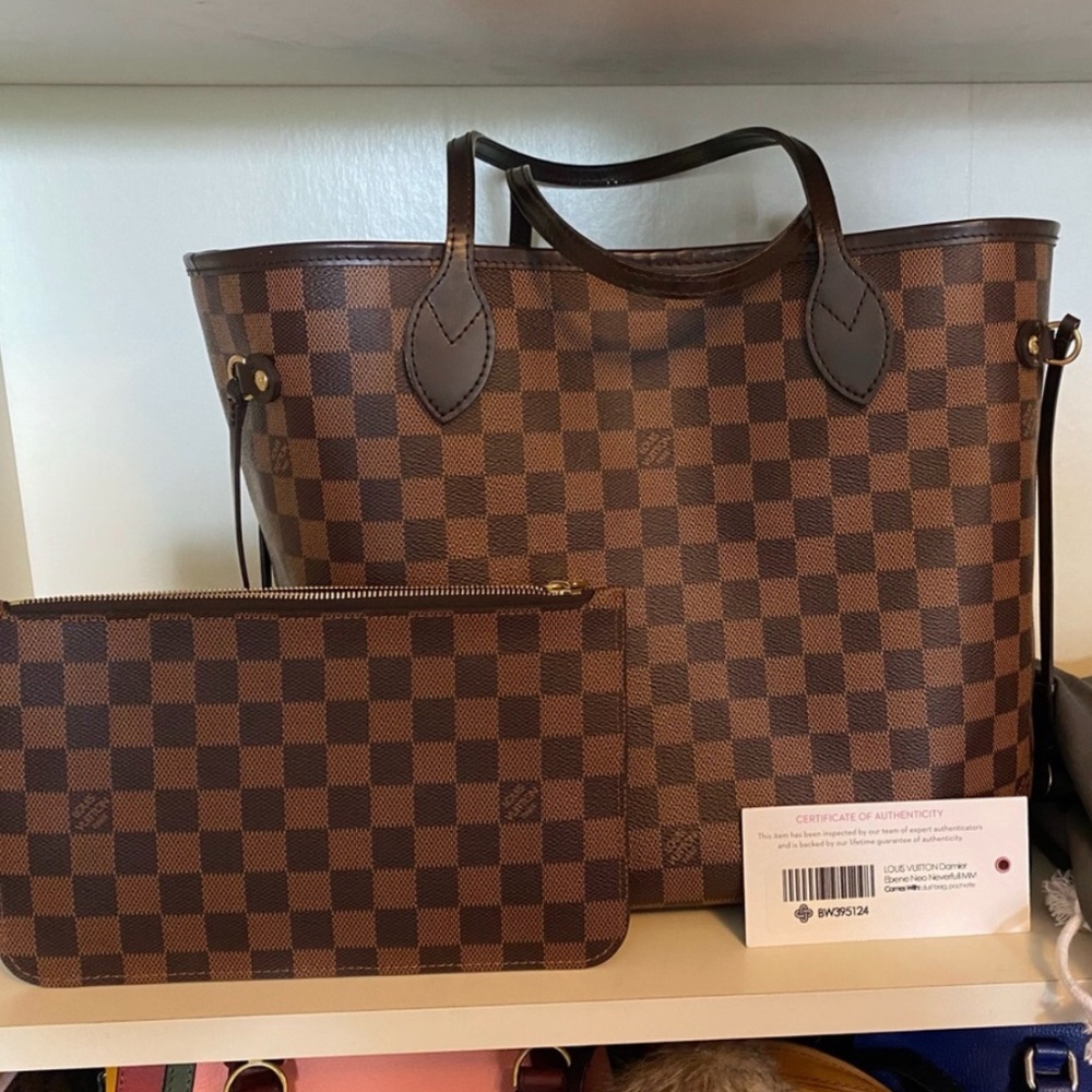 Louis Vuitton Neverfull MM - Damier Ebene Purse + Wristlet